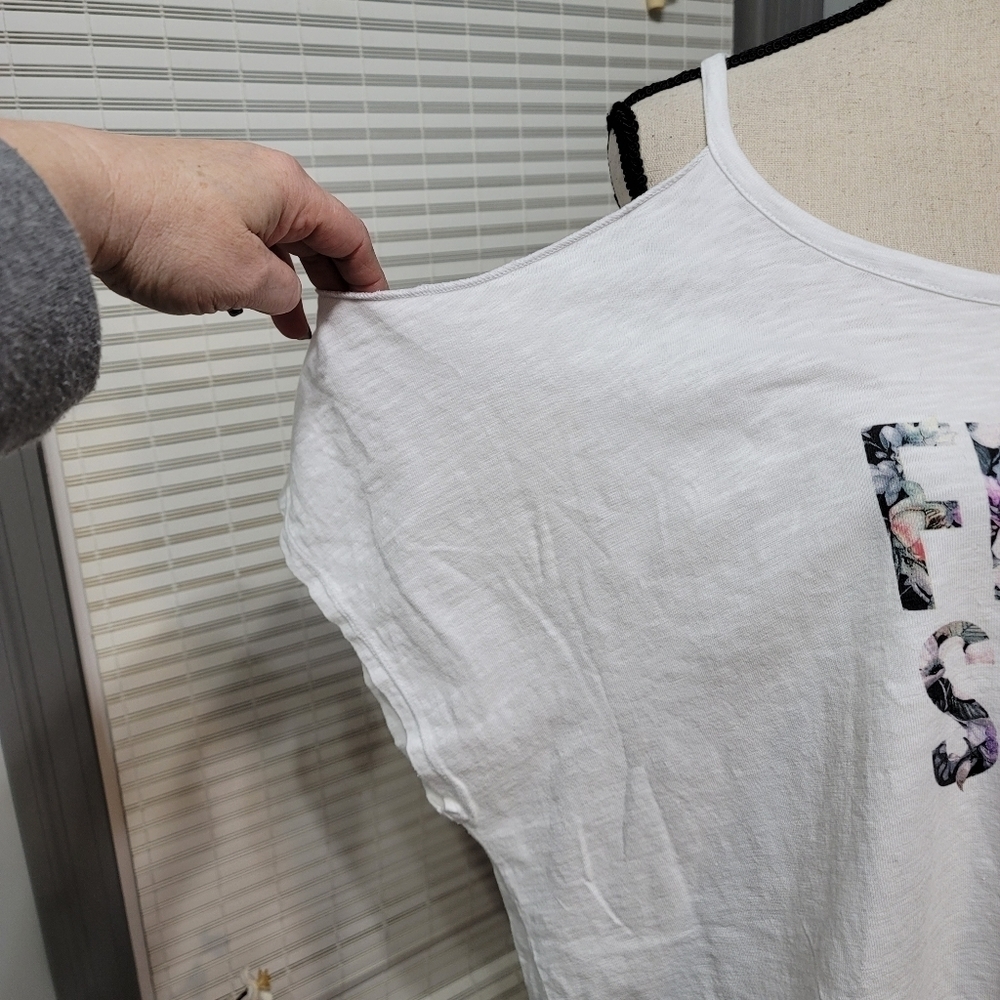 Lane Bryant Floral "Femme Squad" Cold Shoulder Tee - Picture 7 of 9